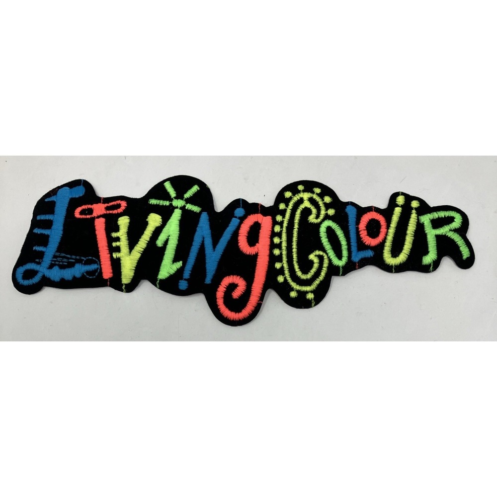Vintage Living Colour Rock Band Large 9.5" Applique Embroidered Felt Patch NOS